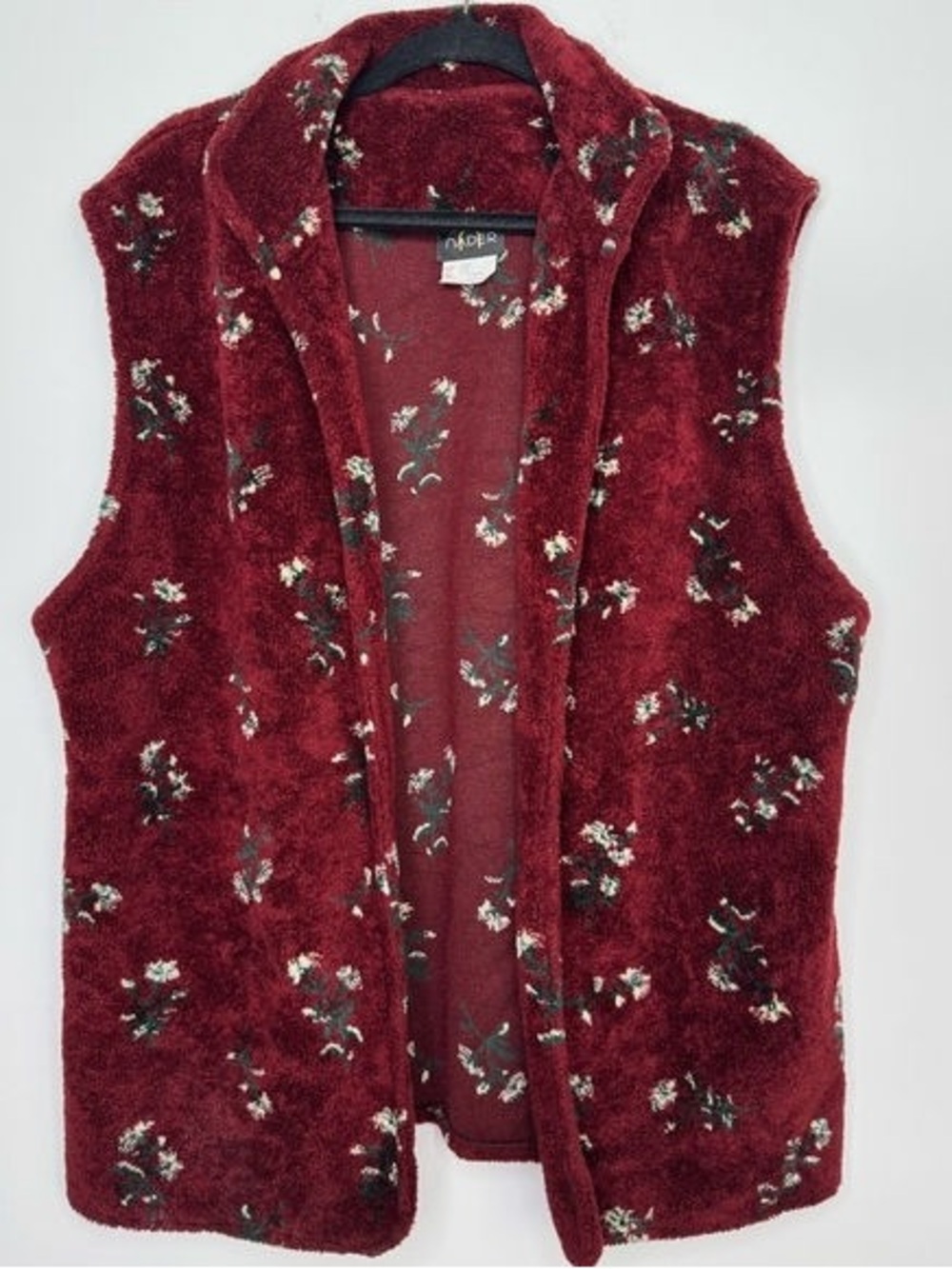 Cozy Floral Burgundy Sherpa Vest